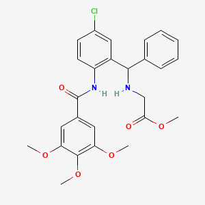 molecular formula C26H27ClN2O6 B2804821 Methyl 2-(((5-chloro-2-(3,4,5-trimethoxybenzamido)phenyl)(phenyl)methyl)amino)acetate CAS No. 380866-83-1