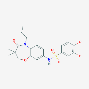 molecular formula C22H28N2O6S B2804832 N-(3,3-dimethyl-4-oxo-5-propyl-2,3,4,5-tetrahydrobenzo[b][1,4]oxazepin-8-yl)-3,4-dimethoxybenzenesulfonamide CAS No. 921997-27-5
