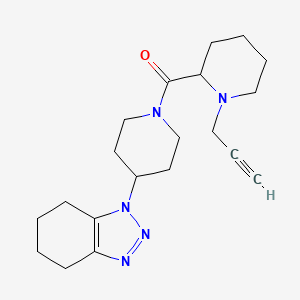 molecular formula C20H29N5O B2804863 1-{1-[1-(prop-2-yn-1-yl)piperidine-2-carbonyl]piperidin-4-yl}-4,5,6,7-tetrahydro-1H-1,2,3-benzotriazole CAS No. 1375910-88-5