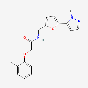 molecular formula C18H19N3O3 B2804897 N-{[5-(1-methyl-1H-pyrazol-5-yl)furan-2-yl]methyl}-2-(2-methylphenoxy)acetamide CAS No. 2415455-11-5