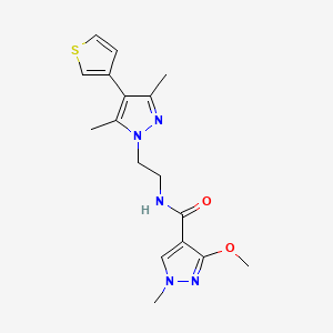 molecular formula C17H21N5O2S B2804915 N-(2-(3,5-dimethyl-4-(thiophen-3-yl)-1H-pyrazol-1-yl)ethyl)-3-methoxy-1-methyl-1H-pyrazole-4-carboxamide CAS No. 2034293-31-5