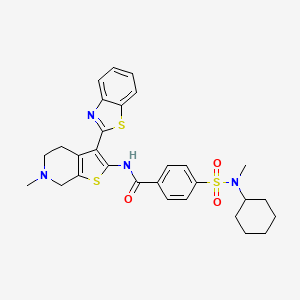 molecular formula C29H32N4O3S3 B2804925 N-(3-(benzo[d]thiazol-2-yl)-6-methyl-4,5,6,7-tetrahydrothieno[2,3-c]pyridin-2-yl)-4-(N-cyclohexyl-N-methylsulfamoyl)benzamide CAS No. 486453-19-4