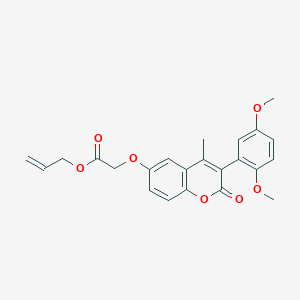 molecular formula C23H22O7 B2804926 prop-2-en-1-yl 2-{[3-(2,5-dimethoxyphenyl)-4-methyl-2-oxo-2H-chromen-6-yl]oxy}acetate CAS No. 864752-43-2