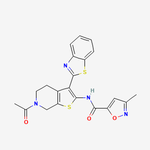 molecular formula C21H18N4O3S2 B2804928 N-(6-acetyl-3-(benzo[d]thiazol-2-yl)-4,5,6,7-tetrahydrothieno[2,3-c]pyridin-2-yl)-3-methylisoxazole-5-carboxamide CAS No. 946286-75-5