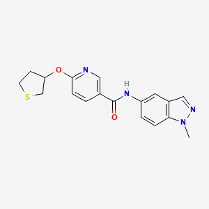 molecular formula C18H18N4O2S B2804940 N-(1-methyl-1H-indazol-5-yl)-6-((tetrahydrothiophen-3-yl)oxy)nicotinamide CAS No. 2034238-48-5