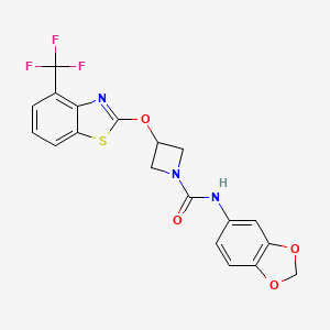 molecular formula C19H14F3N3O4S B2804950 N-(benzo[d][1,3]dioxol-5-yl)-3-((4-(trifluoromethyl)benzo[d]thiazol-2-yl)oxy)azetidine-1-carboxamide CAS No. 1421472-70-9
