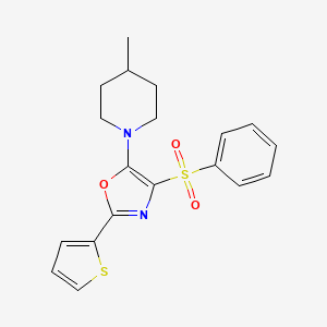 molecular formula C19H20N2O3S2 B2804996 1-[4-(BENZENESULFONYL)-2-(THIOPHEN-2-YL)-1,3-OXAZOL-5-YL]-4-METHYLPIPERIDINE CAS No. 627832-90-0