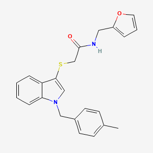 molecular formula C23H22N2O2S B2805016 N-[(furan-2-yl)methyl]-2-({1-[(4-methylphenyl)methyl]-1H-indol-3-yl}sulfanyl)acetamide CAS No. 681276-81-3