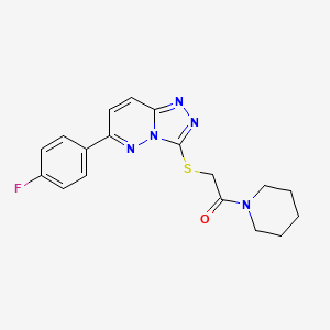 molecular formula C18H18FN5OS B2805095 2-{[6-(4-fluorophenyl)-[1,2,4]triazolo[4,3-b]pyridazin-3-yl]sulfanyl}-1-(piperidin-1-yl)ethan-1-one CAS No. 894058-37-8