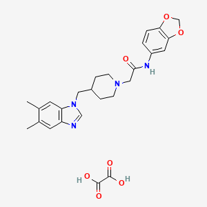 N-(benzo[d][1,3]dioxol-5-yl)-2-(4-((5,6-dimethyl-1H-benzo[d]imidazol-1-yl)methyl)piperidin-1-yl)acetamide oxalate