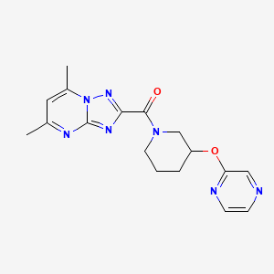 (5,7-Dimethyl-[1,2,4]triazolo[1,5-a]pyrimidin-2-yl)(3-(pyrazin-2-yloxy)piperidin-1-yl)methanone