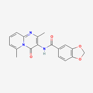 molecular formula C18H15N3O4 B2805137 N-(2,6-dimethyl-4-oxo-4H-pyrido[1,2-a]pyrimidin-3-yl)benzo[d][1,3]dioxole-5-carboxamide CAS No. 951483-45-7