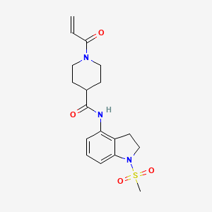 molecular formula C18H23N3O4S B2805168 N-(1-Methylsulfonyl-2,3-dihydroindol-4-yl)-1-prop-2-enoylpiperidine-4-carboxamide CAS No. 2361868-77-9