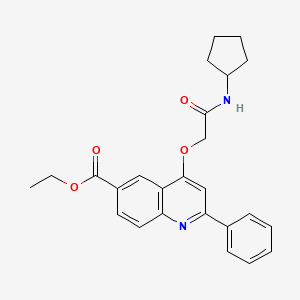 molecular formula C25H26N2O4 B2805188 ethyl 4-[(cyclopentylcarbamoyl)methoxy]-2-phenylquinoline-6-carboxylate CAS No. 1114870-98-2