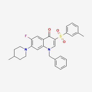 molecular formula C29H29FN2O3S B2805206 1-benzyl-6-fluoro-3-(3-methylbenzenesulfonyl)-7-(4-methylpiperidin-1-yl)-1,4-dihydroquinolin-4-one CAS No. 892786-39-9