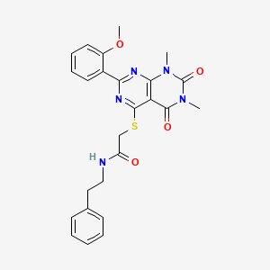 2-((2-(2-methoxyphenyl)-6,8-dimethyl-5,7-dioxo-5,6,7,8-tetrahydropyrimido[4,5-d]pyrimidin-4-yl)thio)-N-phenethylacetamide