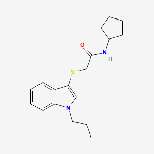 molecular formula C18H24N2OS B2805214 N-cyclopentyl-2-[(1-propyl-1H-indol-3-yl)sulfanyl]acetamide CAS No. 851412-17-4