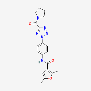 2,5-dimethyl-N-(4-(5-(pyrrolidine-1-carbonyl)-2H-tetrazol-2-yl)phenyl)furan-3-carboxamide
