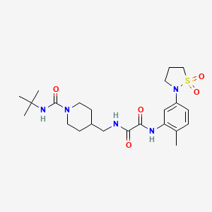 molecular formula C23H35N5O5S B2805233 N-{[1-(tert-butylcarbamoyl)piperidin-4-yl]methyl}-N'-[5-(1,1-dioxo-1lambda6,2-thiazolidin-2-yl)-2-methylphenyl]ethanediamide CAS No. 1324143-52-3