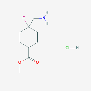 molecular formula C9H17ClFNO2 B2805235 Methyl 4-(aminomethyl)-4-fluorocyclohexane-1-carboxylate;hydrochloride CAS No. 2375261-45-1