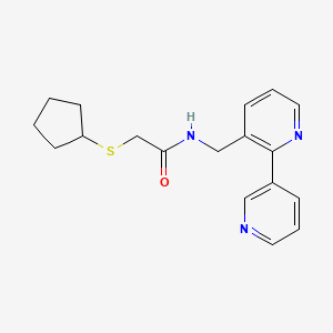 molecular formula C18H21N3OS B2805238 N-({[2,3'-bipyridine]-3-yl}methyl)-2-(cyclopentylsulfanyl)acetamide CAS No. 1903739-34-3