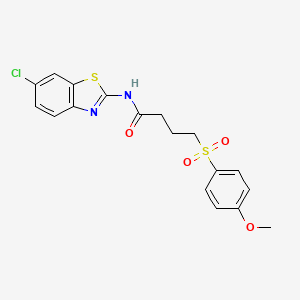 molecular formula C18H17ClN2O4S2 B2805244 N-(6-chloro-1,3-benzothiazol-2-yl)-4-(4-methoxybenzenesulfonyl)butanamide CAS No. 899988-89-7