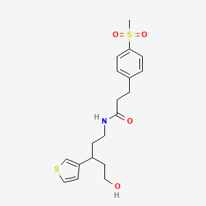 molecular formula C19H25NO4S2 B2805261 N-[5-hydroxy-3-(thiophen-3-yl)pentyl]-3-(4-methanesulfonylphenyl)propanamide CAS No. 2034467-40-6