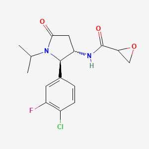molecular formula C16H18ClFN2O3 B2805281 N-[(2R,3S)-2-(4-Chloro-3-fluorophenyl)-5-oxo-1-propan-2-ylpyrrolidin-3-yl]oxirane-2-carboxamide CAS No. 2411184-34-2
