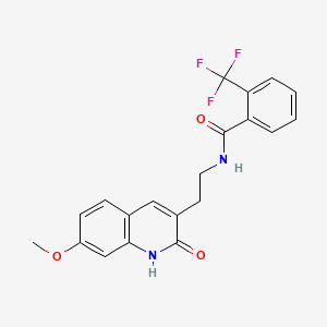 molecular formula C20H17F3N2O3 B2805297 N-[2-(7-methoxy-2-oxo-1,2-dihydroquinolin-3-yl)ethyl]-2-(trifluoromethyl)benzamide CAS No. 851406-18-3