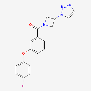 molecular formula C18H15FN4O2 B2805374 1-{1-[3-(4-fluorophenoxy)benzoyl]azetidin-3-yl}-1H-1,2,3-triazole CAS No. 2201398-88-9