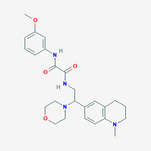 molecular formula C25H32N4O4 B2805382 N'-(3-methoxyphenyl)-N-[2-(1-methyl-1,2,3,4-tetrahydroquinolin-6-yl)-2-(morpholin-4-yl)ethyl]ethanediamide CAS No. 921924-81-4