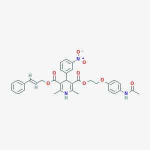 molecular formula C34H33N3O8 B280542 3-{2-[4-(Acetylamino)phenoxy]ethyl} 5-cinnamyl 4-{3-nitrophenyl}-2,6-dimethyl-1,4-dihydro-3,5-pyridinedicarboxylate 