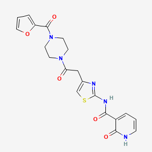 molecular formula C20H19N5O5S B2805436 N-(4-(2-(4-(furan-2-carbonyl)piperazin-1-yl)-2-oxoethyl)thiazol-2-yl)-2-oxo-1,2-dihydropyridine-3-carboxamide CAS No. 953187-67-2