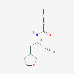 molecular formula C12H15NO2 B2805445 N-[1-(Oxolan-3-yl)but-3-yn-2-yl]but-2-ynamide CAS No. 2411240-94-1