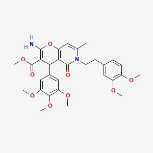 molecular formula C30H34N2O9 B2805453 methyl 2-amino-6-(3,4-dimethoxyphenethyl)-7-methyl-5-oxo-4-(3,4,5-trimethoxyphenyl)-5,6-dihydro-4H-pyrano[3,2-c]pyridine-3-carboxylate CAS No. 612049-14-6