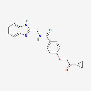 molecular formula C20H19N3O3 B2805472 N-((1H-benzo[d]imidazol-2-yl)methyl)-4-(2-cyclopropyl-2-oxoethoxy)benzamide CAS No. 1226432-86-5