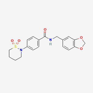 molecular formula C19H20N2O5S B2805478 N-[(2H-1,3-benzodioxol-5-yl)methyl]-4-(1,1-dioxo-1lambda6,2-thiazinan-2-yl)benzamide CAS No. 899952-82-0