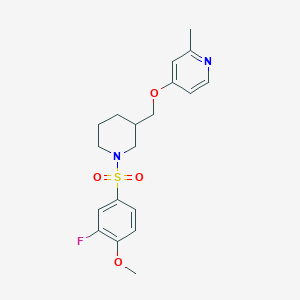 B2805502 4-[[1-(3-Fluoro-4-methoxyphenyl)sulfonylpiperidin-3-yl]methoxy]-2-methylpyridine CAS No. 2379950-31-7