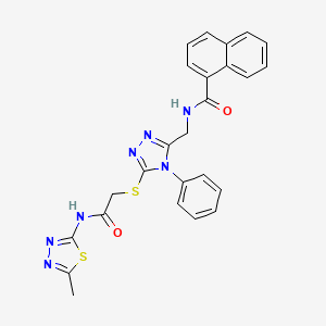 molecular formula C25H21N7O2S2 B2805551 N-{[5-({[(5-methyl-1,3,4-thiadiazol-2-yl)carbamoyl]methyl}sulfanyl)-4-phenyl-4H-1,2,4-triazol-3-yl]methyl}naphthalene-1-carboxamide CAS No. 393873-81-9