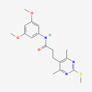 molecular formula C18H23N3O3S B2805554 N-(3,5-dimethoxyphenyl)-3-(4,6-dimethyl-2-methylsulfanylpyrimidin-5-yl)propanamide CAS No. 930426-82-7