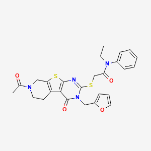 2-((7-acetyl-3-(furan-2-ylmethyl)-4-oxo-3,4,5,6,7,8-hexahydropyrido[4',3':4,5]thieno[2,3-d]pyrimidin-2-yl)thio)-N-ethyl-N-phenylacetamide