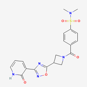 molecular formula C19H19N5O5S B2805600 N,N-dimethyl-4-(3-(3-(2-oxo-1,2-dihydropyridin-3-yl)-1,2,4-oxadiazol-5-yl)azetidine-1-carbonyl)benzenesulfonamide CAS No. 1396803-45-4