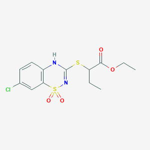 ethyl 2-((7-chloro-1,1-dioxido-4H-benzo[e][1,2,4]thiadiazin-3-yl)thio)butanoate