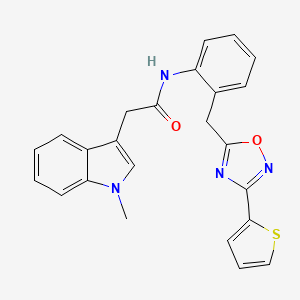2-(1-methyl-1H-indol-3-yl)-N-(2-((3-(thiophen-2-yl)-1,2,4-oxadiazol-5-yl)methyl)phenyl)acetamide