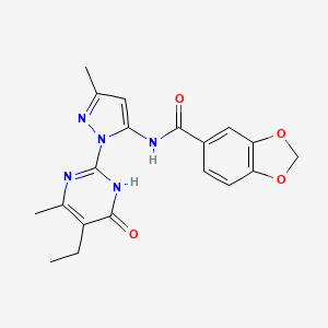 N-(1-(5-ethyl-4-methyl-6-oxo-1,6-dihydropyrimidin-2-yl)-3-methyl-1H-pyrazol-5-yl)benzo[d][1,3]dioxole-5-carboxamide