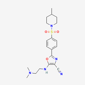 5-((2-(Dimethylamino)ethyl)amino)-2-(4-((4-methylpiperidin-1-yl)sulfonyl)phenyl)oxazole-4-carbonitrile