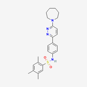 molecular formula C25H30N4O2S B2805633 N-{4-[6-(azepan-1-yl)pyridazin-3-yl]phenyl}-2,4,5-trimethylbenzene-1-sulfonamide CAS No. 959504-08-6