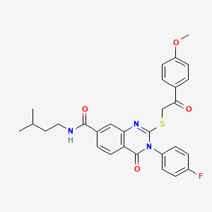 3-(4-fluorophenyl)-N-isopentyl-2-((2-(4-methoxyphenyl)-2-oxoethyl)thio)-4-oxo-3,4-dihydroquinazoline-7-carboxamide