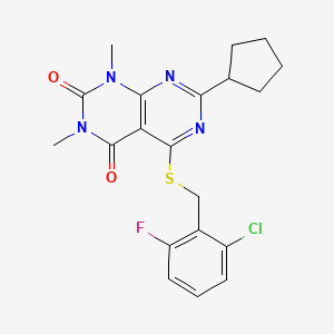 5-((2-chloro-6-fluorobenzyl)thio)-7-cyclopentyl-1,3-dimethylpyrimido[4,5-d]pyrimidine-2,4(1H,3H)-dione