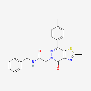 molecular formula C22H20N4O2S B2805657 N-benzyl-2-(2-methyl-4-oxo-7-(p-tolyl)thiazolo[4,5-d]pyridazin-5(4H)-yl)acetamide CAS No. 954065-08-8